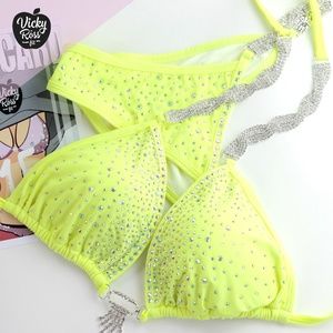 Neon Yellow NPC IFBB Fitness Posing Bikini Suit